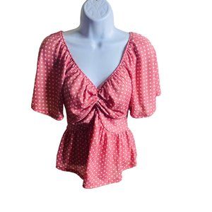 Revive pink with white polka dot top size S
